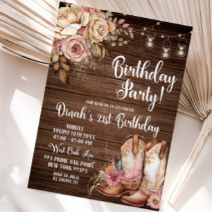 Editable südwestliche rustikale Cowgirl Geburtstag Einladung