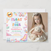 Editable Summer Float Into Four Birthday Photo Einladung (Vorderseite)