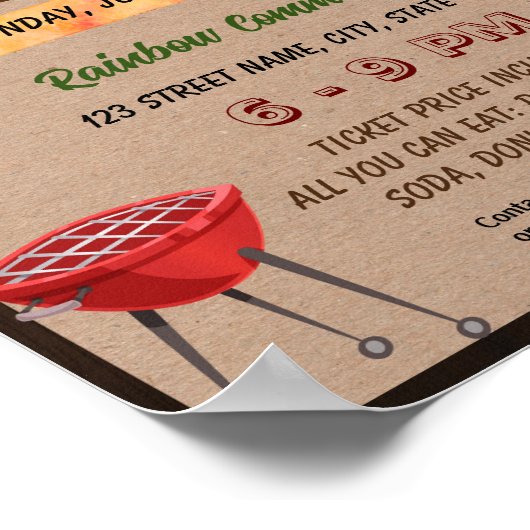 Editable Summer Grillen potluck Flyer Poster (Ecke)