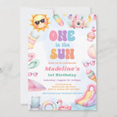 Editable Summer One In The Sun Birthday Party  Einladung (Vorderseite)