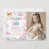 Editable Summer Splash In The Sun Birthday Photo Einladung (Vorderseite)