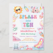 Editable Summer Splash Into Ten Birthday Party Einladung (Vorderseite)