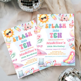 Editable Summer Splash Into Ten Birthday Party  Einladung