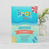 Editable Summer Swim Party laden Kinder ein Einladung (Stehend Vorderseite)