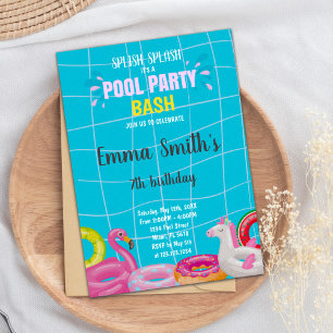 Editable Summer Swim Party laden Kinder ein Einladung