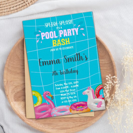 Editable Summer Swim Party laden Kinder ein Einladung