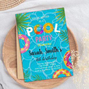 Editable Summer Swim Party laden Kinder ein Einladung