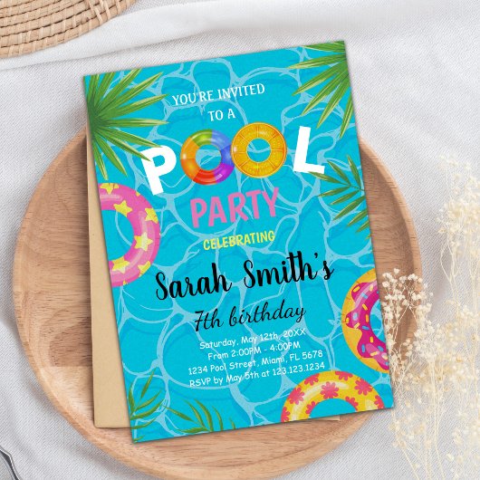 Editable Summer Swim Party laden Kinder ein Einladung