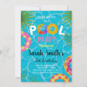 Editable Summer Swim Party laden Kinder ein Einladung (Vorderseite)