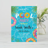 Editable Summer Swim Party laden Kinder ein Einladung (Stehend Vorderseite)