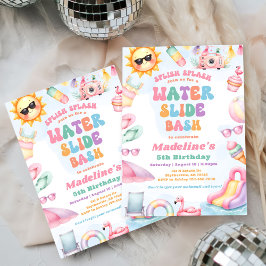 Editable Summer Water Slide Bash Birthday Party Einladung