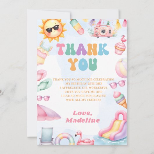 Editable Summer Waterslide Birthday Party Dankeskarte (Vorderseite)