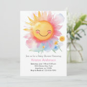 Editable Sun Girl Baby Dusche Einladung (Stehend Vorderseite)
