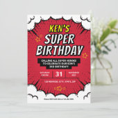 Editable Super Hero Birthday Party lädt ein Einladung (Stehend Vorderseite)