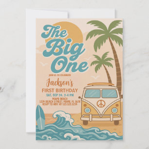 Editable Surfing the Big One Boy 1. Geburtstag Einladung