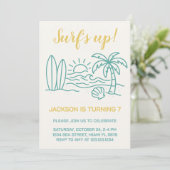 Editable Surf's Up Birthday Einladung (Stehend Vorderseite)