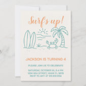 Editable Surf's Up Birthday Einladung (Vorderseite)