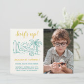 Editable Surf's Up Birthday Einladung mit Foto (Stehend Vorderseite)