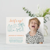 Editable Surf's Up Birthday Einladung mit Foto (Stehend Vorderseite)