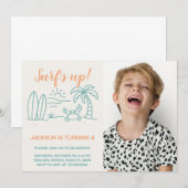 Editable Surf's Up Birthday Einladung mit Foto (Vorne/Hinten)