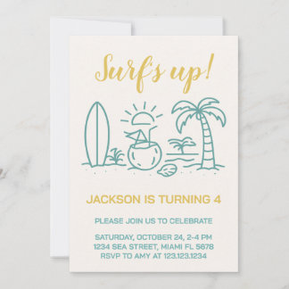 Editable Surf's Up Birthday Party Einladung