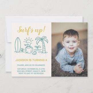 Editable Surf's Up Birthday Party Einladung