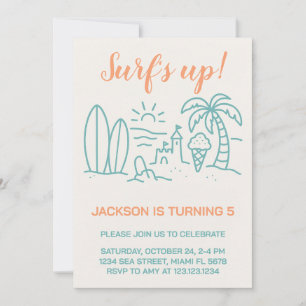 Editable Surf's Up Birthday Party Einladung