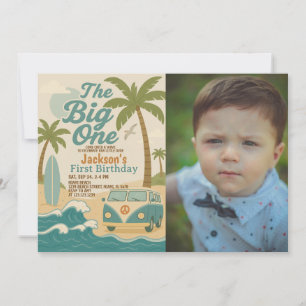 Editable Surf's Up Boy 1. Geburtstag Einladung