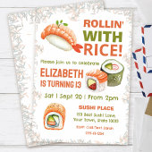 Editable Sushi Birthday Party Einladung