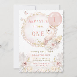 EDITABLE Swan First Birthday Template Einladung
