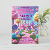 Editable Sweet Celebration Birthday Einladung Cand (Stehend Vorderseite)