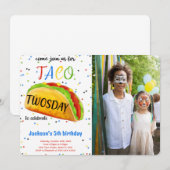 Editable Taco Birthday Foto Einladung (Vorne/Hinten)