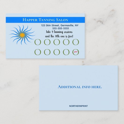 Editable Tanning Salon Treuekarte (Vorne/Hinten)