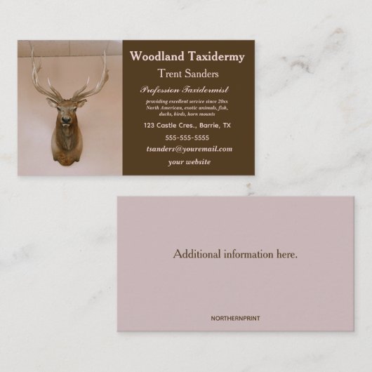 Editable Taxidermy Visitenkarte (Vorne/Hinten)