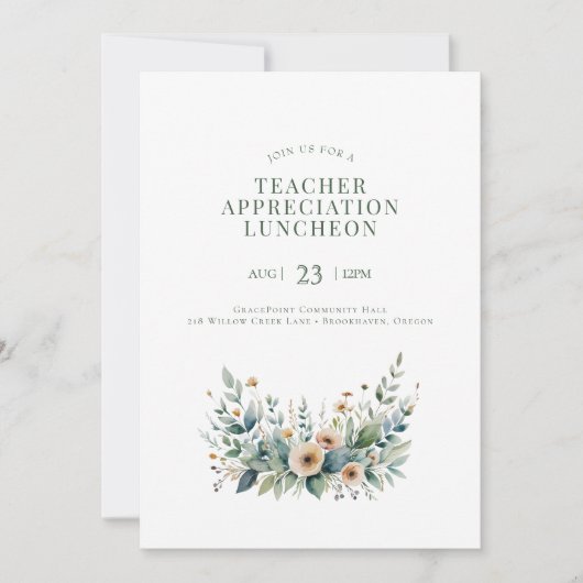 Editable Teacher Event Invitation – Appreciation o Einladung (Vorderseite)