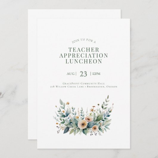 Editable Teacher Event Invitation – Appreciation o Einladung (Vorne/Hinten)
