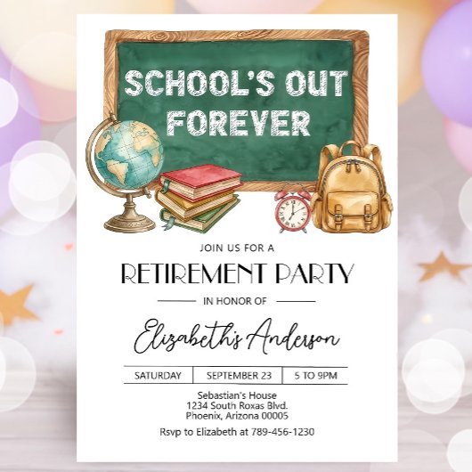 Editable Teacher Retirement Party Invitation (Digi Einladung