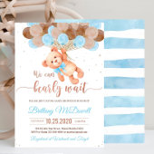 Editable Teddy Bear Baby Dusche Einladung Blue