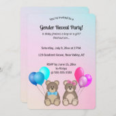 Editable Teddy Bears and Balloons Gender Reveal Einladung (Vorne/Hinten)