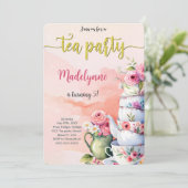 Editable Tee Party Geburtstagsparty Einladung (Stehend Vorderseite)
