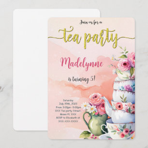 Editable Tee Party Geburtstagsparty Einladung