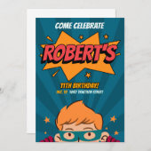 Editable Template Comic Style Superhero Geburtstag Einladung (Vorne/Hinten)