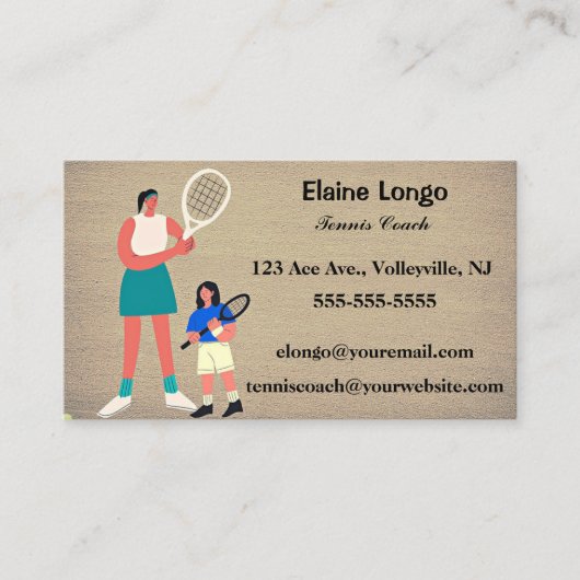 Editable Tennis Coach Visitenkarte (Vorderseite)