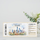 Editable Texas Flugzeug Ticket, Texas Trip Einladung (Stehend Vorderseite)