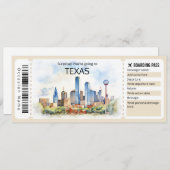 Editable Texas Flugzeug Ticket, Texas Trip Einladung (Vorne/Hinten)