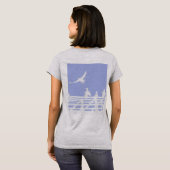 Editable Text Cute Seagulls Art Print Front & Back T-Shirt (Schwarz voll)