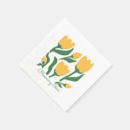 Editable Text Yellow Tulip Minimalist Aesthetic Serviette