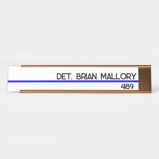 Editable Thin Blue Line Police Enforcement Schreibtischnamensplakette (Vorderseite )