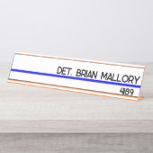 Editable Thin Blue Line Police Enforcement Schreibtischnamensplakette (Vorderseite )
