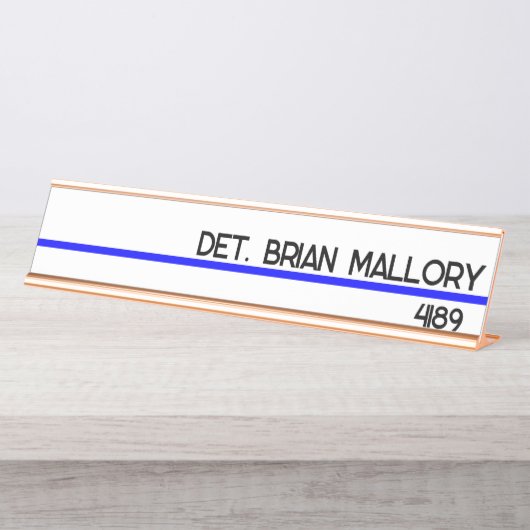 Editable Thin Blue Line Police Enforcement Schreibtischnamensplakette (Vorderseite )